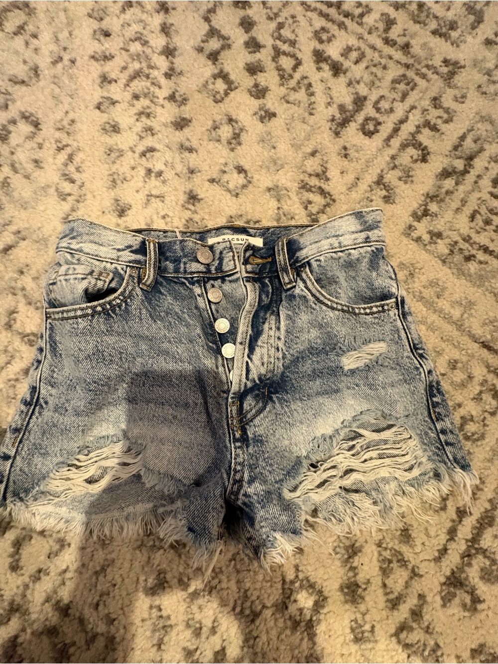 PacSun Light Blue Distressed High-Rise Denim Shorts